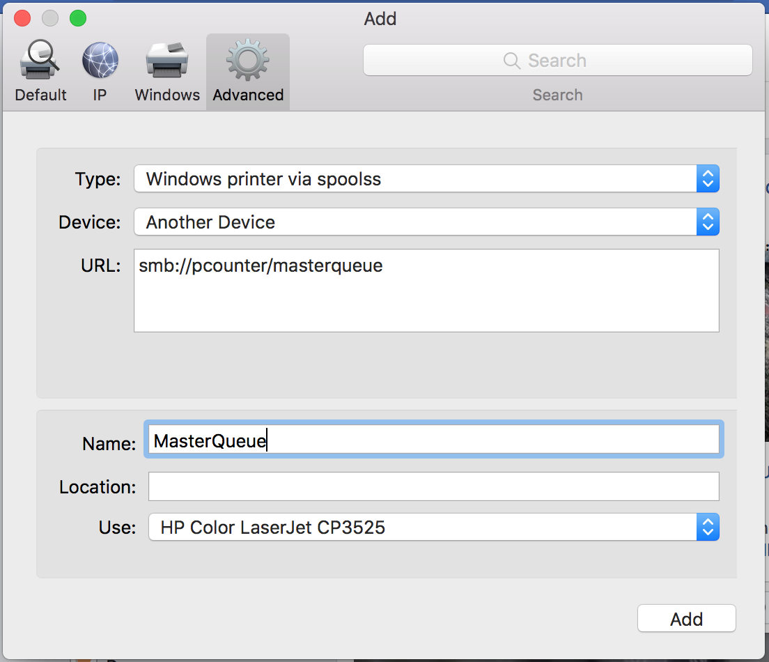 add printers on the network for mac