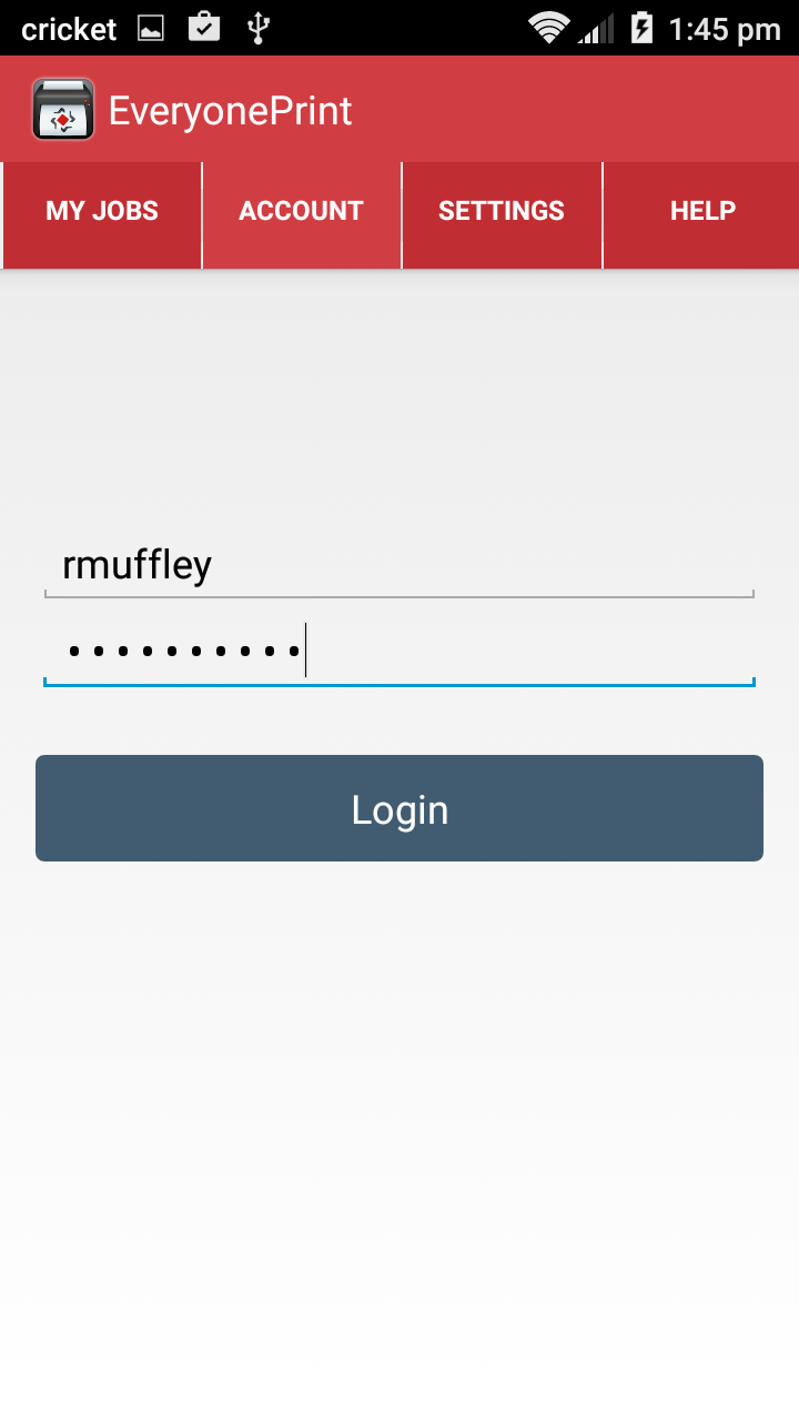 log into EveryonePrint with your Truman Username and Password