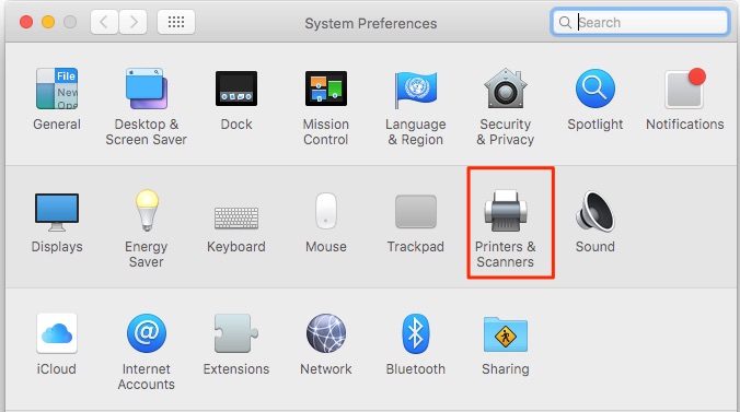 system preferences screen