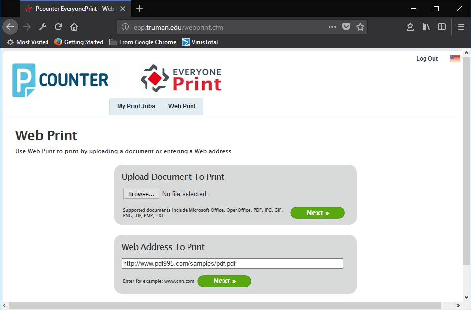 Web Print URL