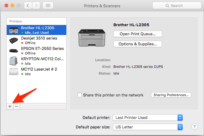 mac ethernet printer