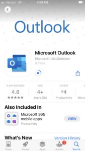 find the Outlook app to download screenshot