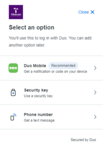 Select the "Security key" option screen