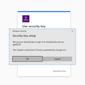 user security key screen