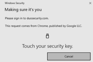 touch your security key screen